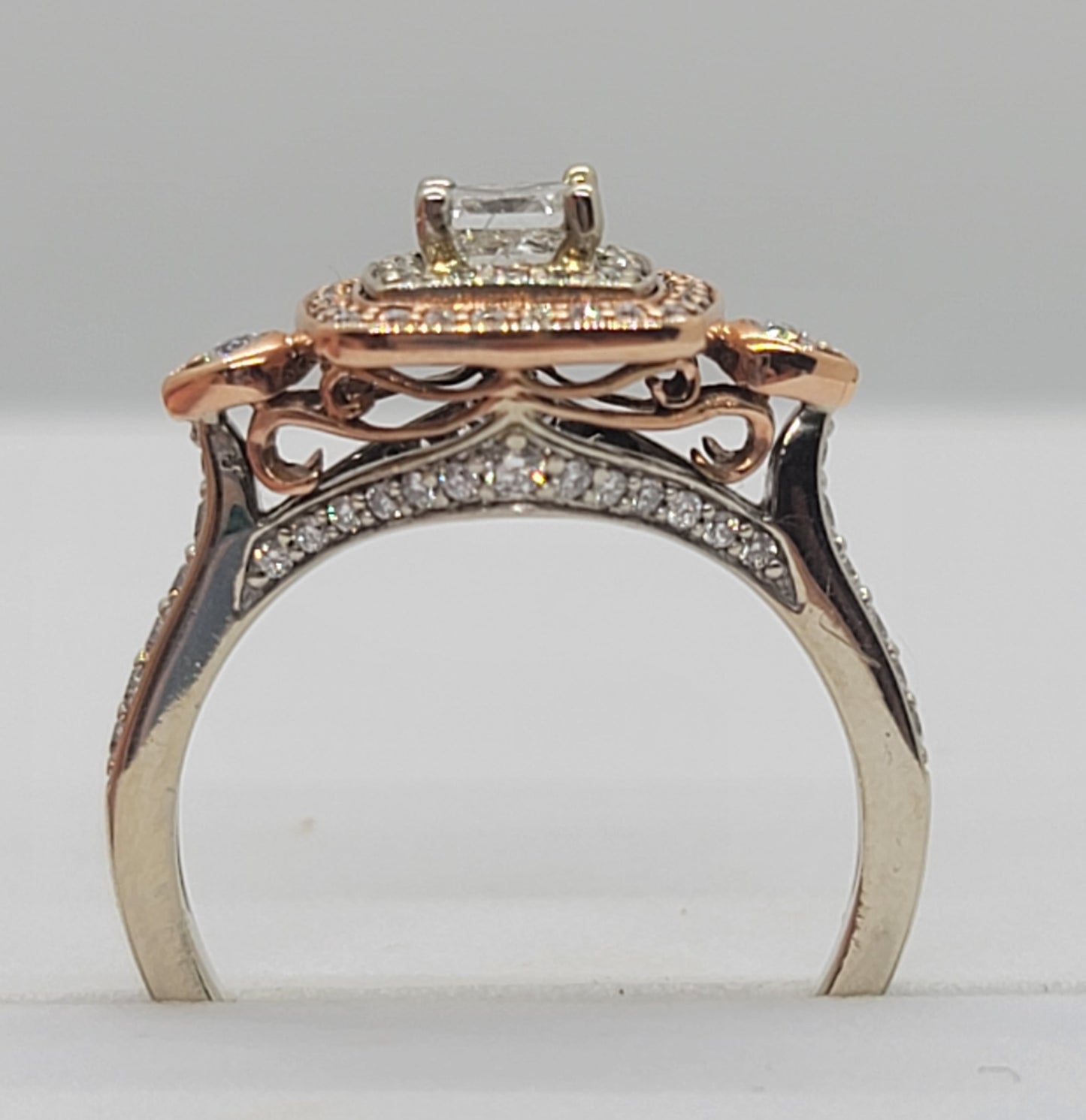 Rose Gold Accented Princess Engagement Ring