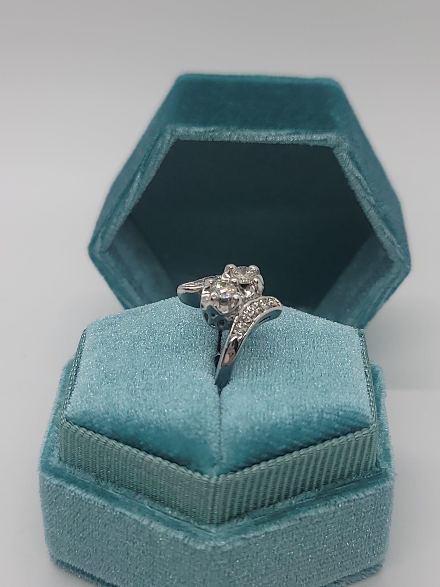 14k white gold Diamond Bypass ring