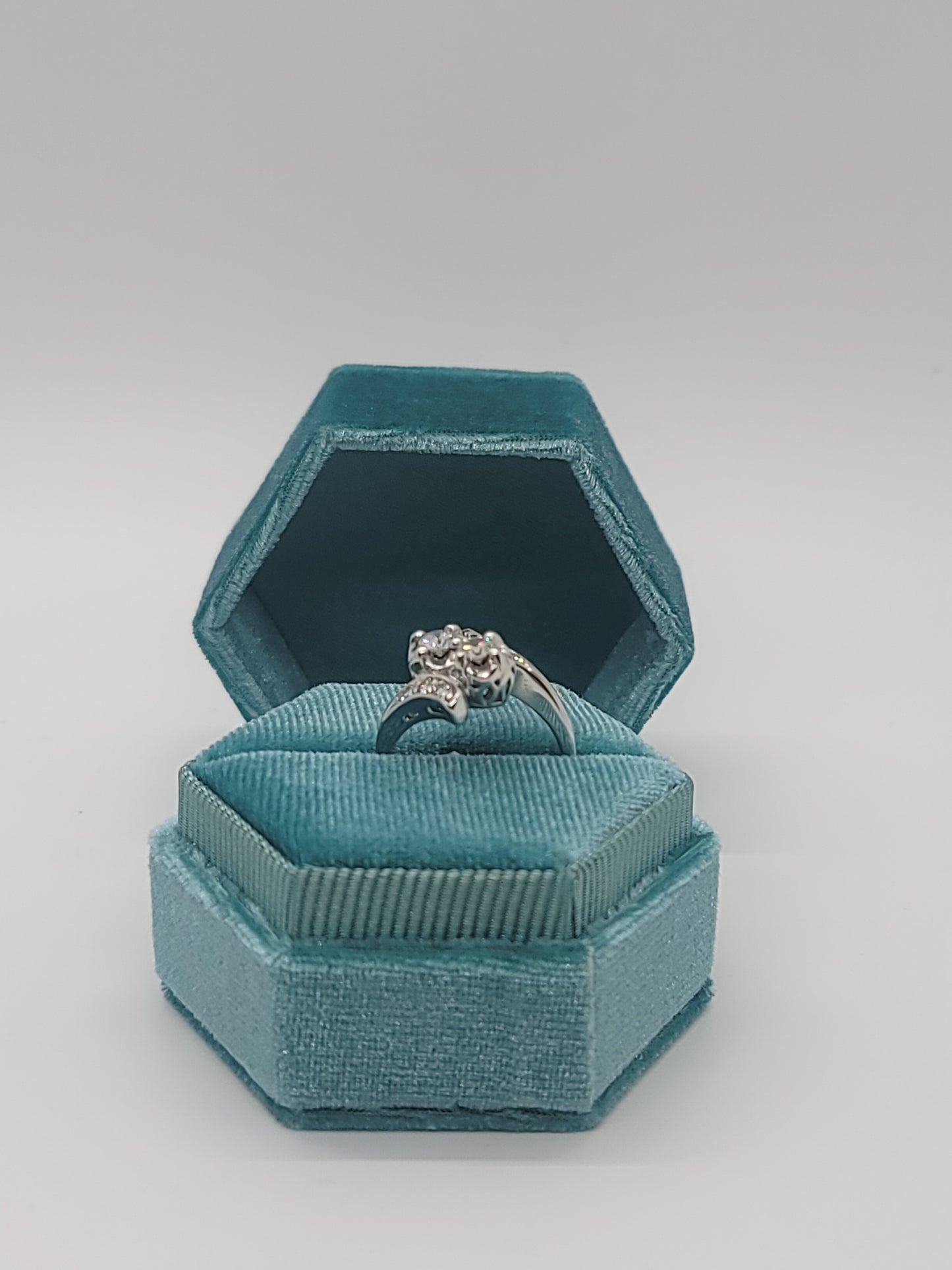 14k white gold Diamond Bypass ring
