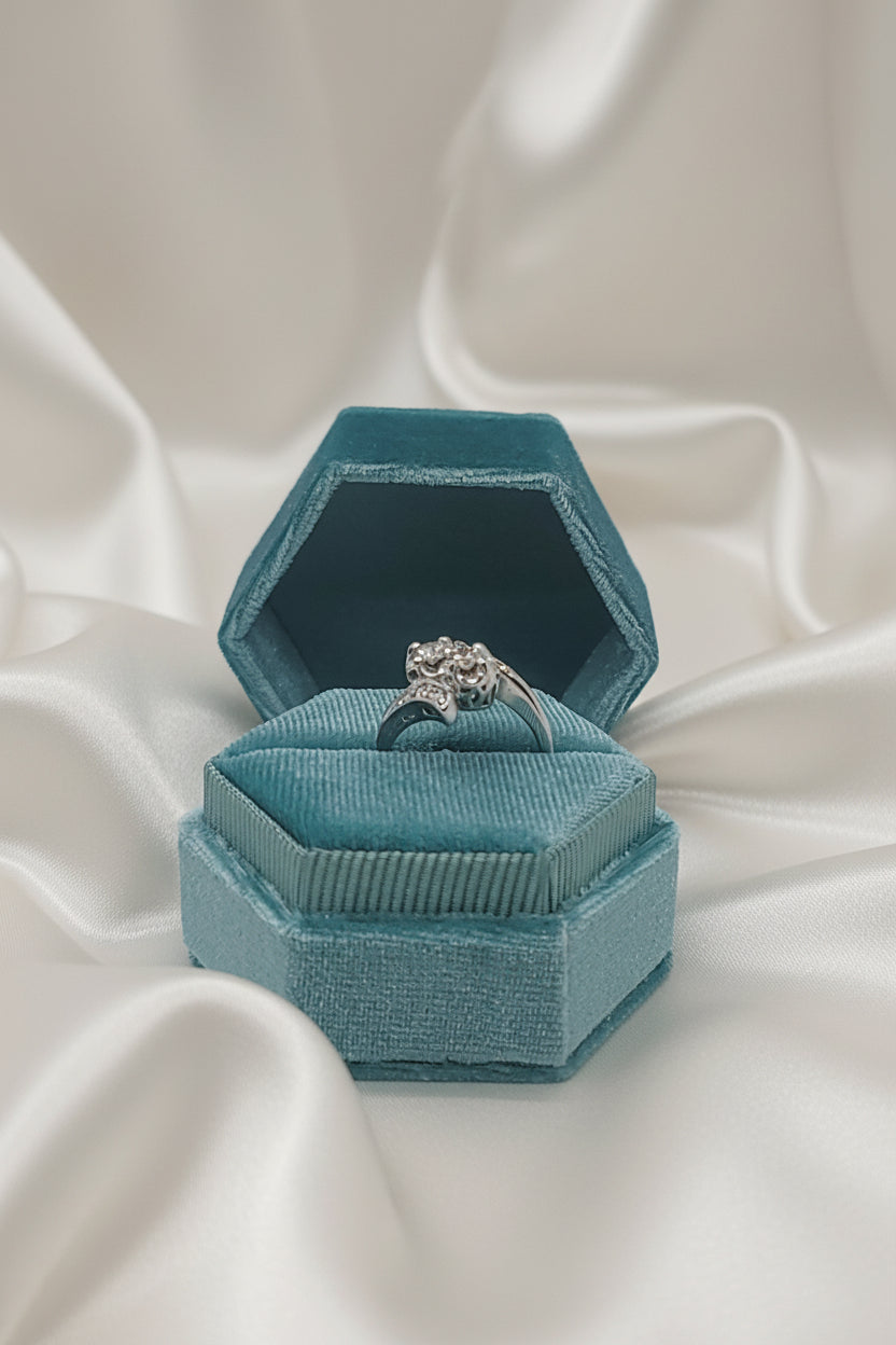 14k white gold Diamond Bypass ring