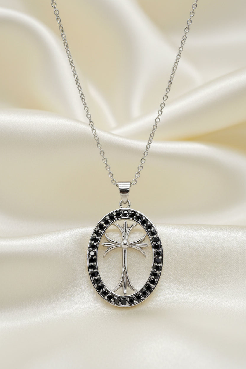 Sterling Silver Black Stone Pendant