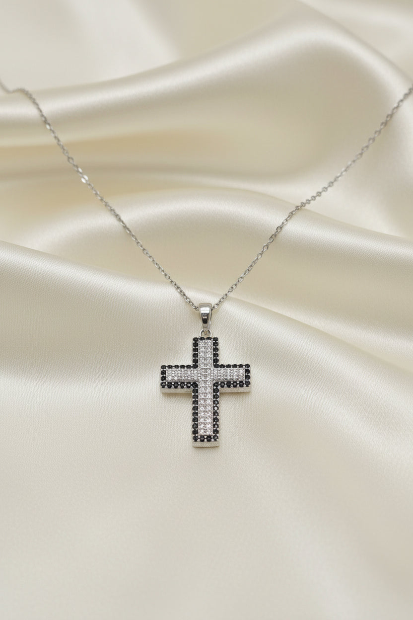 Sterling silver Pave Cz Cross pendant