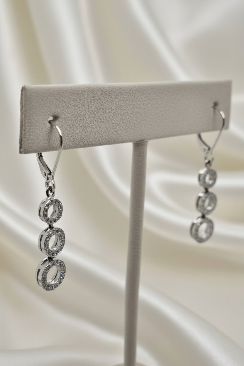 Estate Diamond Circle Dangle Earrings