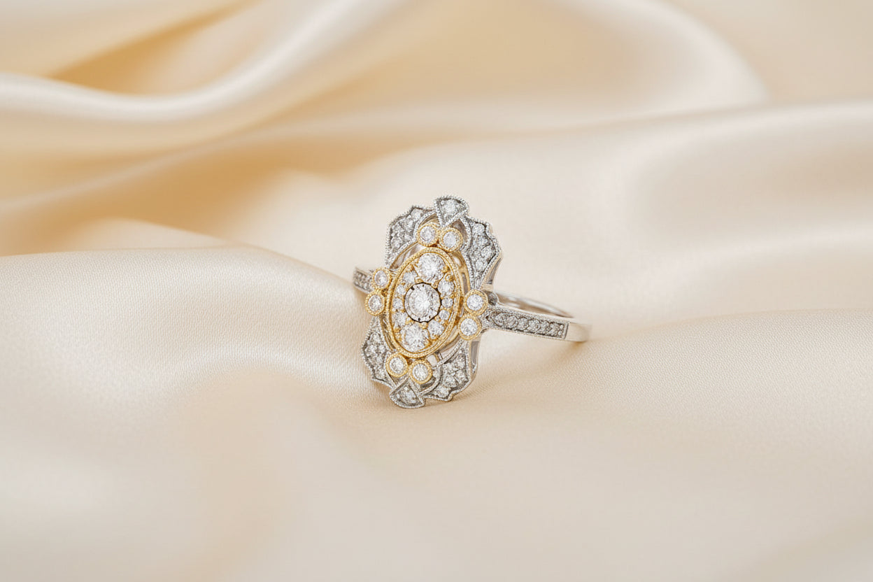 Two Tone Vintage Style Ring
