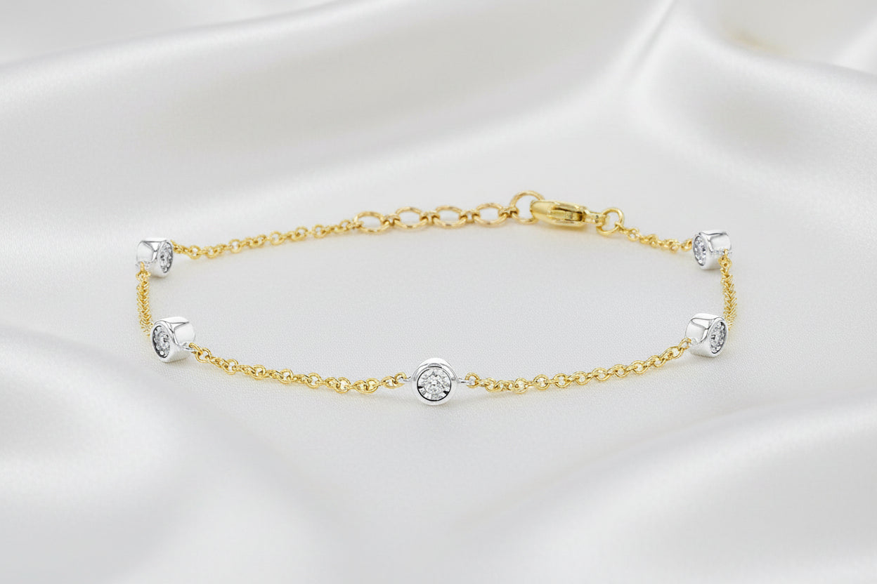 Reversible Two Tone Diamond Station Bracelet