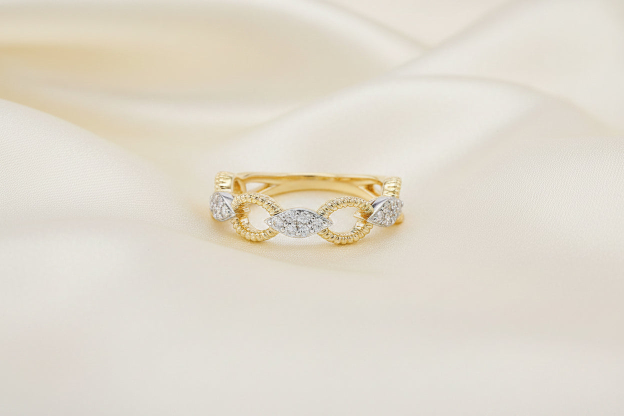 Rope Style Diamond Two Tone Band