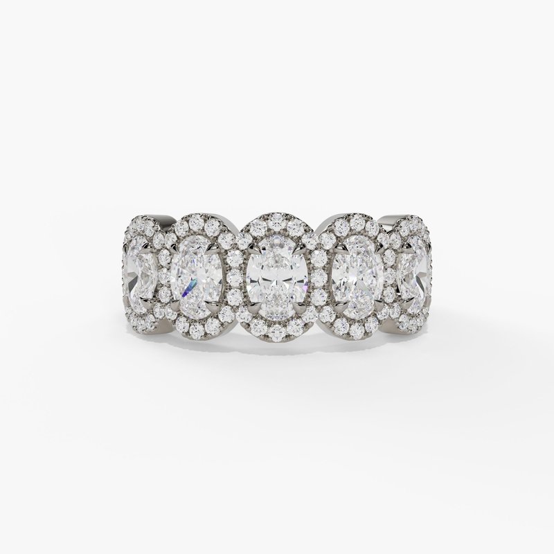 5 Stone Oval Halo Anniversary Band