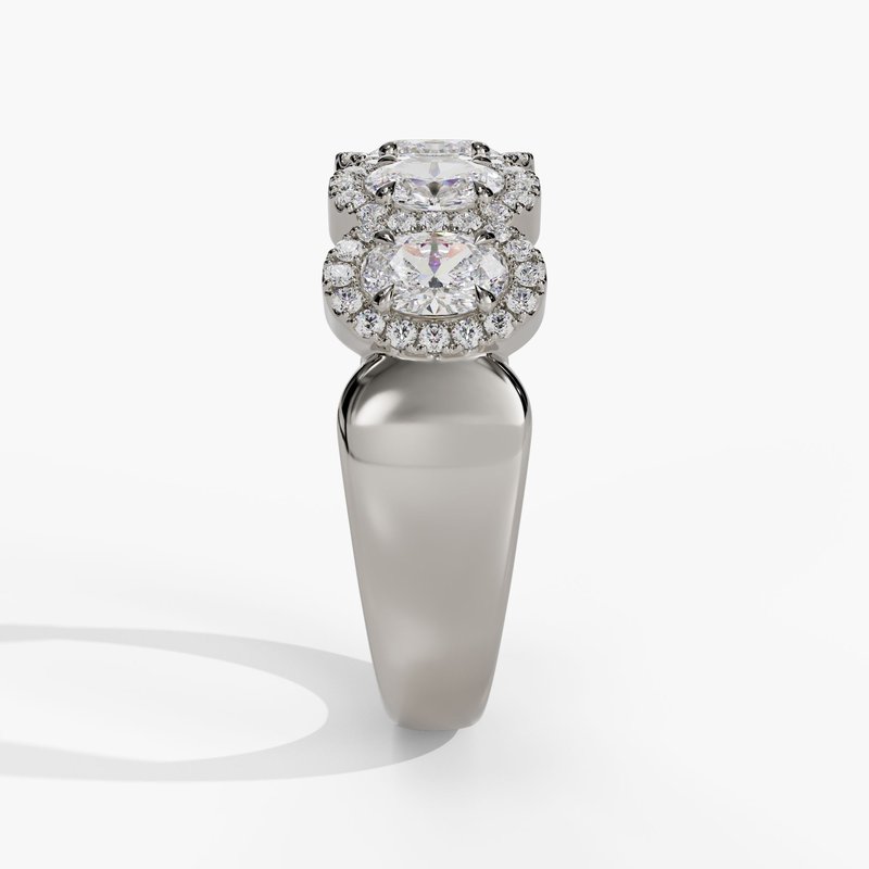 5 Stone Oval Halo Anniversary Band