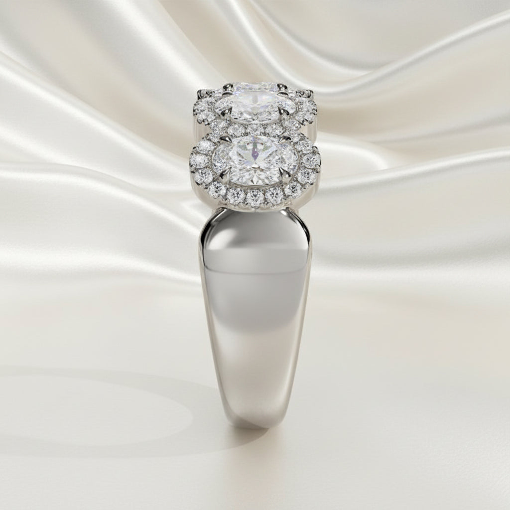 5 Stone Oval Halo Anniversary Band