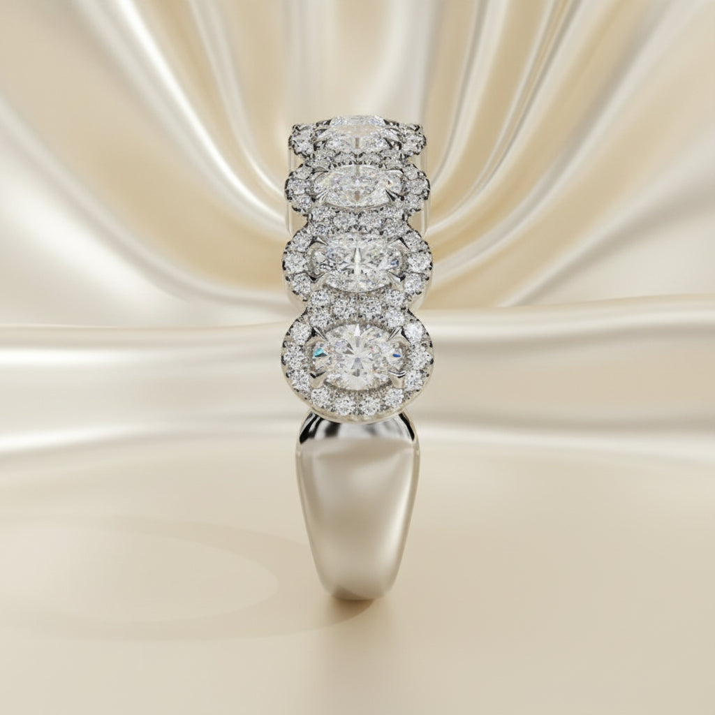 9 Diamond Oval Halo Anniversary Band