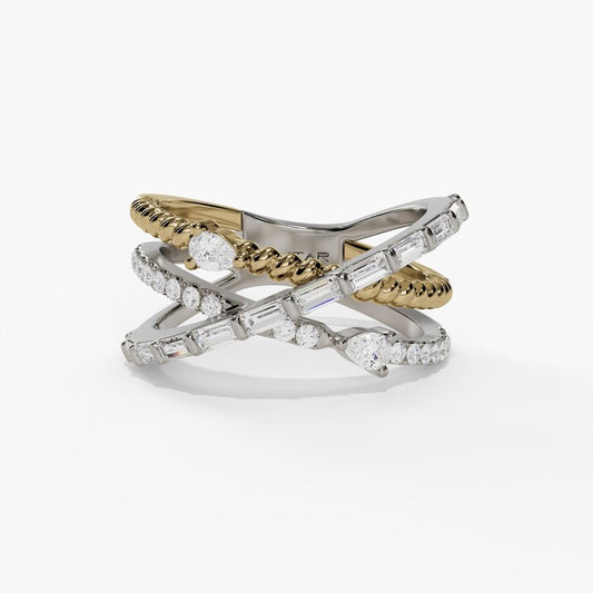 Crossover Multi Shape Diamond Fashion Ring