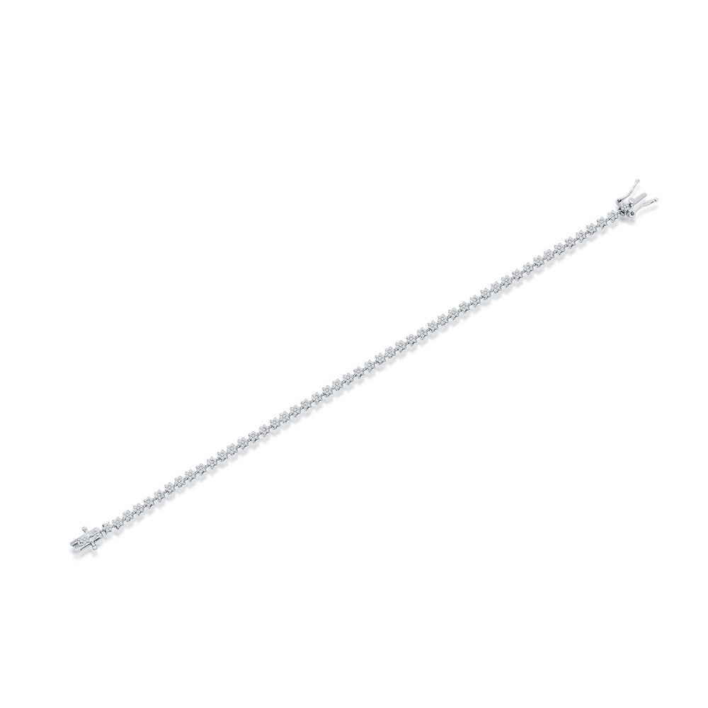 Sterling Silver, 3mm Tennis Diamond Bracelet
