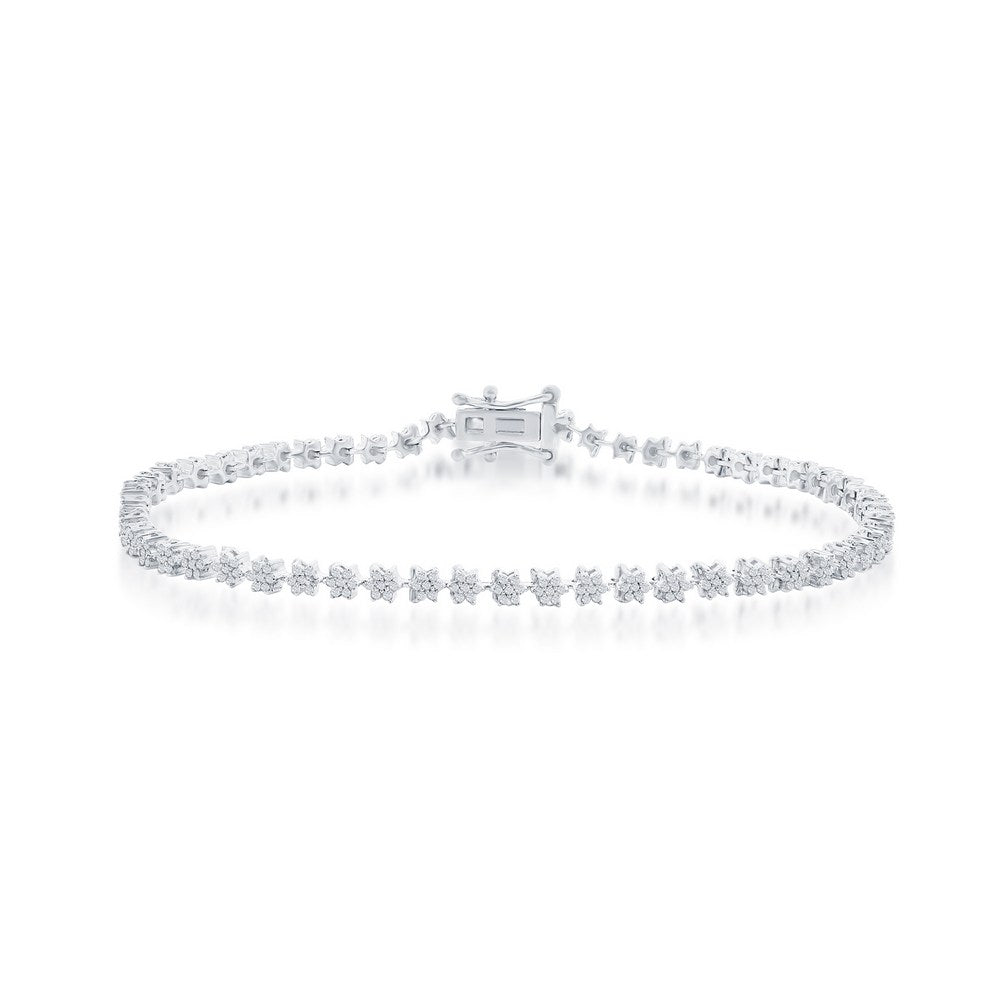 Sterling Silver, 3mm Tennis Diamond Bracelet
