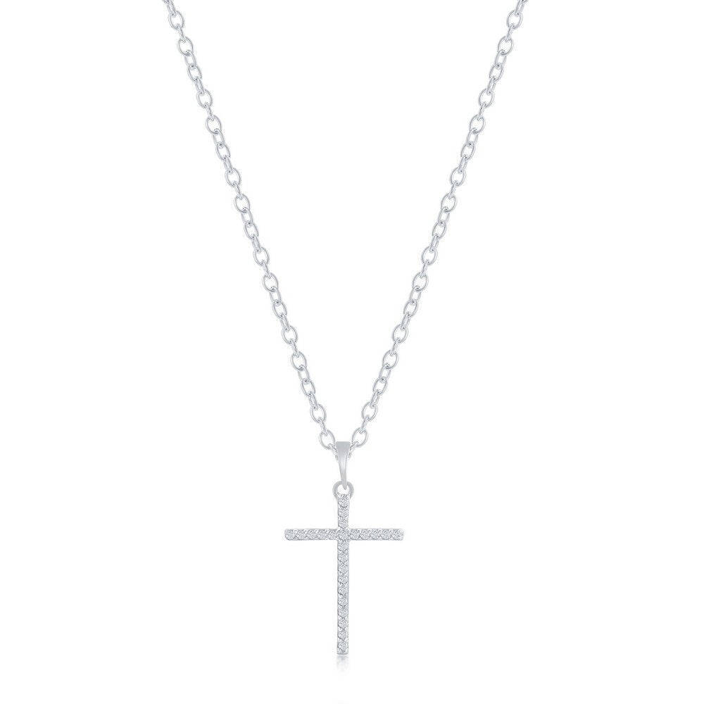 Sterling Silver, Diamond Cross Necklace