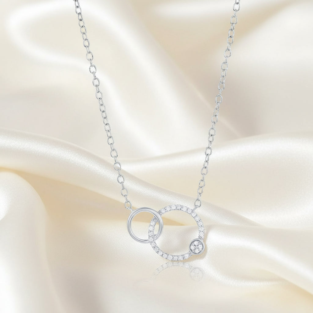 Better Together Sterling Silver Diamond Double Circle Pendant