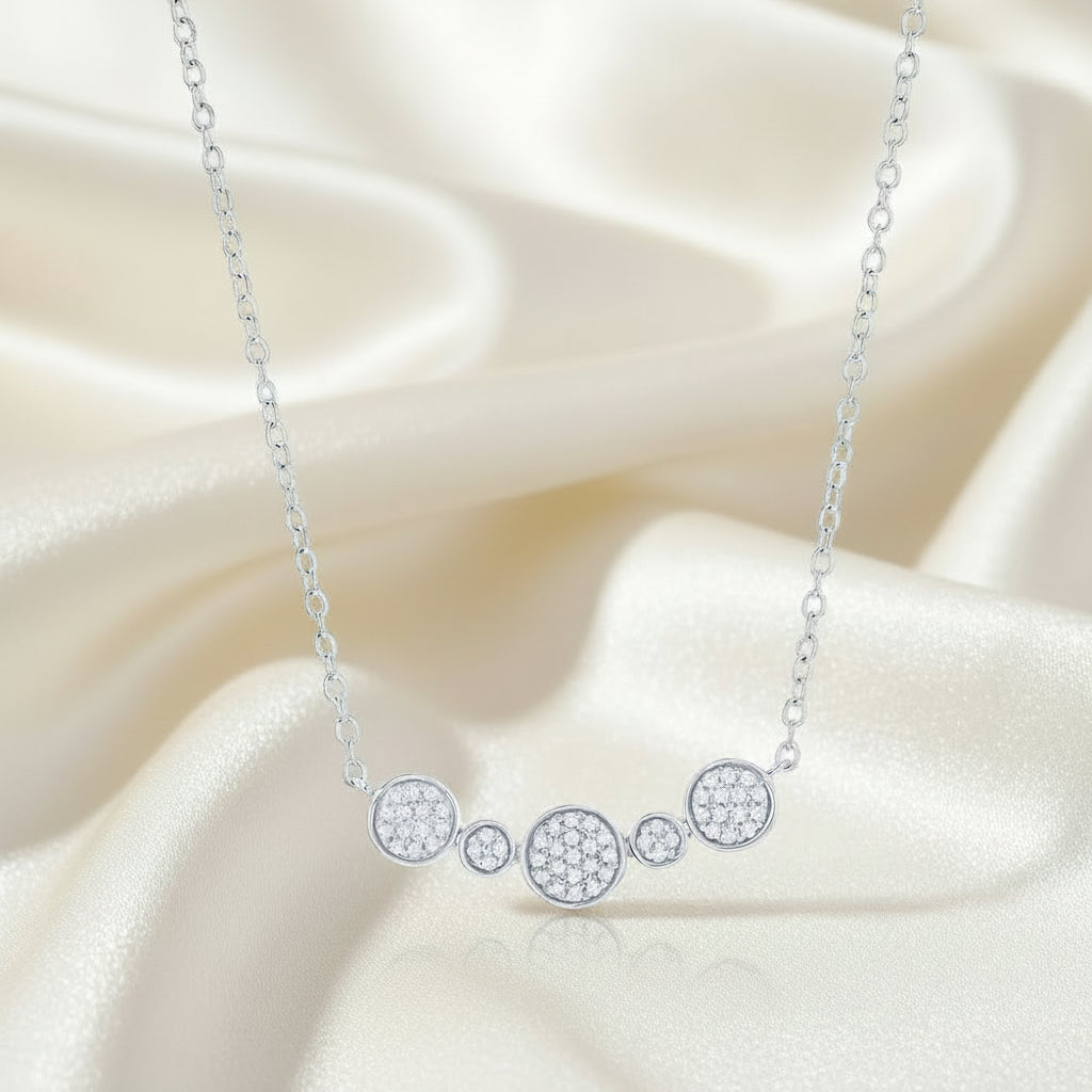 Sterling Silver Alternating Round Diamond Bar Necklace