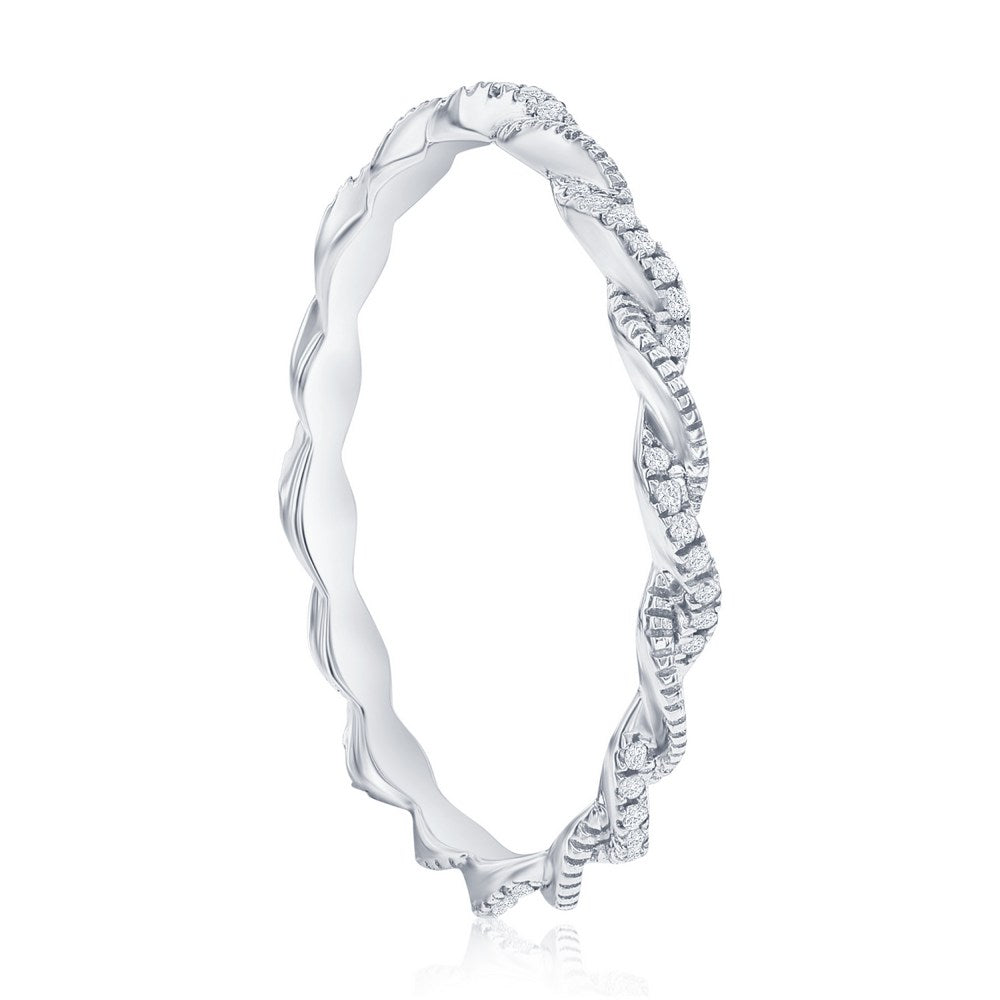 Sterling Silver Diamond Stackable