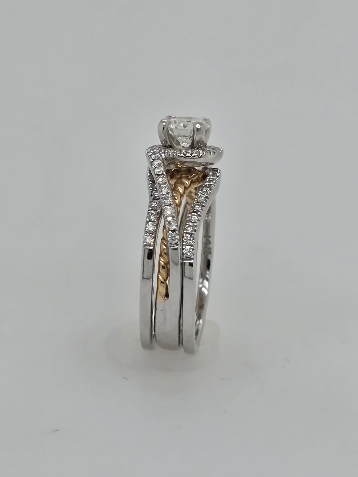 Intertwined 3 Piece Diamond Wedding Set 2 Tone