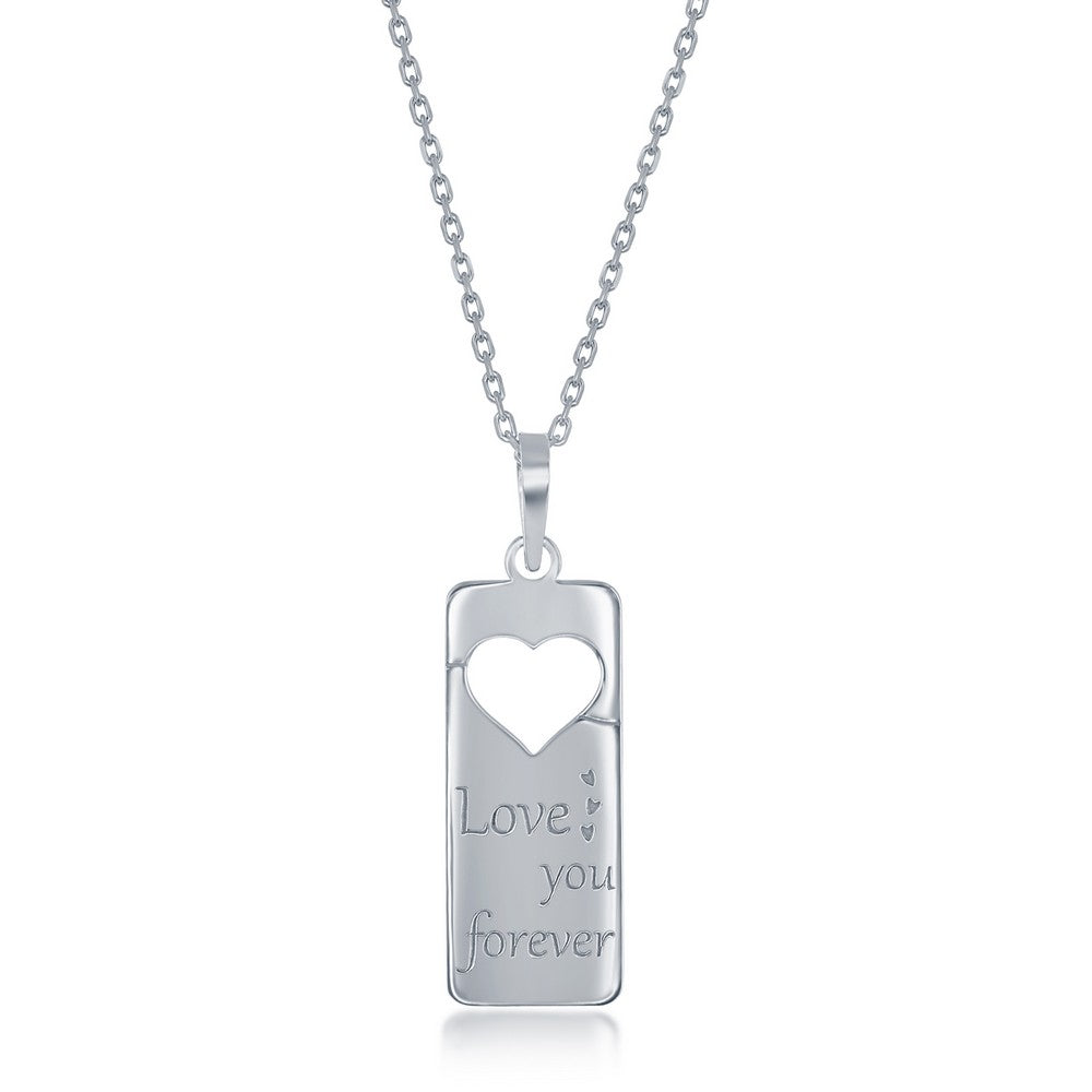Sterling Silver 2PC Tag Heart Necklace Set