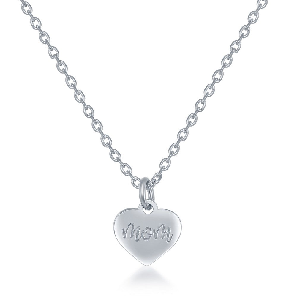 Sterling Silver 2PC Tag Heart Necklace Set