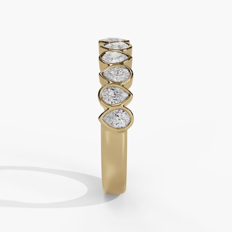 Pear Diamond Bezel Set Band 3/4 CTW