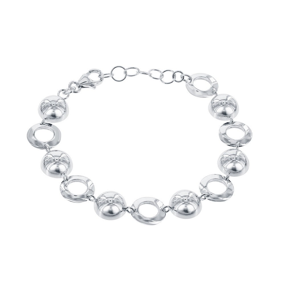 Sterling Silver Alternating Open Circle and Semi Sphere Bracelet