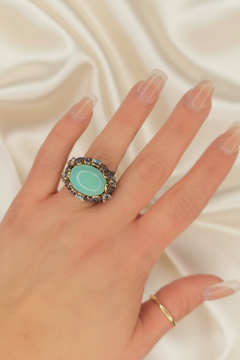 Estate Le Vian Turquoise Tanzanite and Blue Topaz Statement Ring