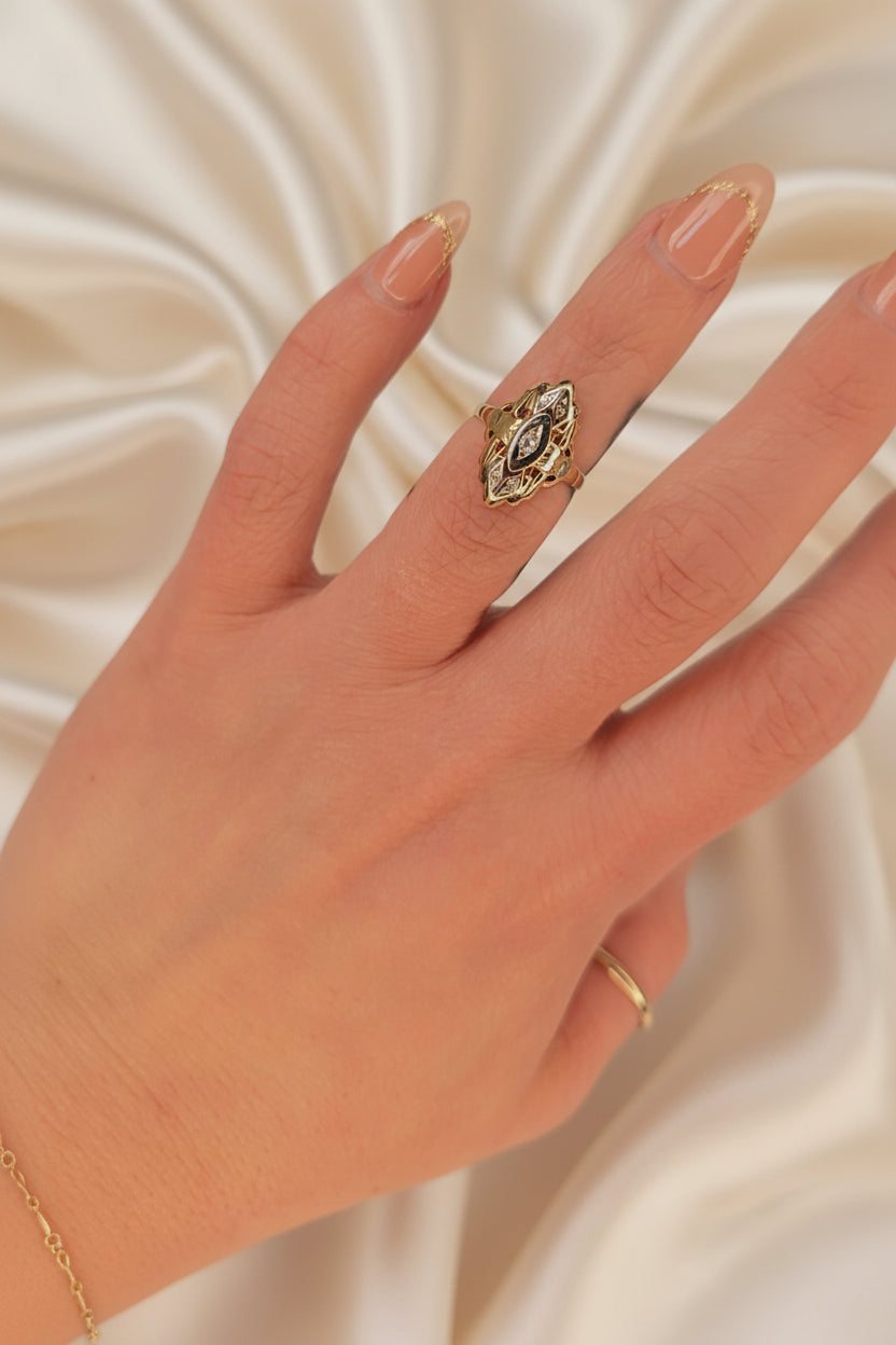 Estate Elongated Diamond Vintage Ring
