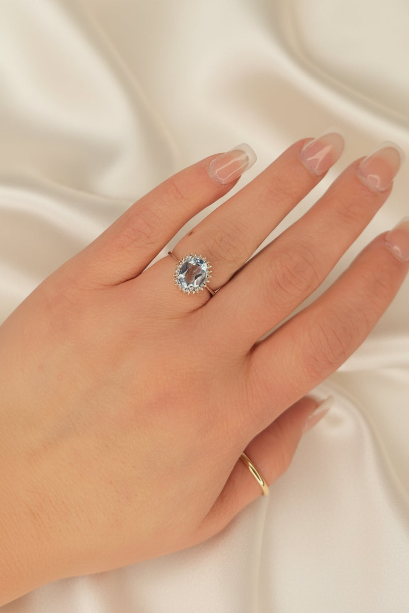 Estate Swiss Blue Topaz Ring