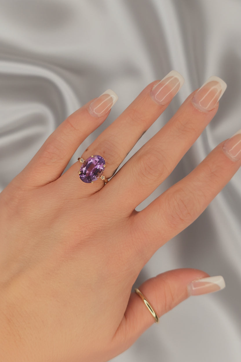 Estate Amethyst and Diamond Ring