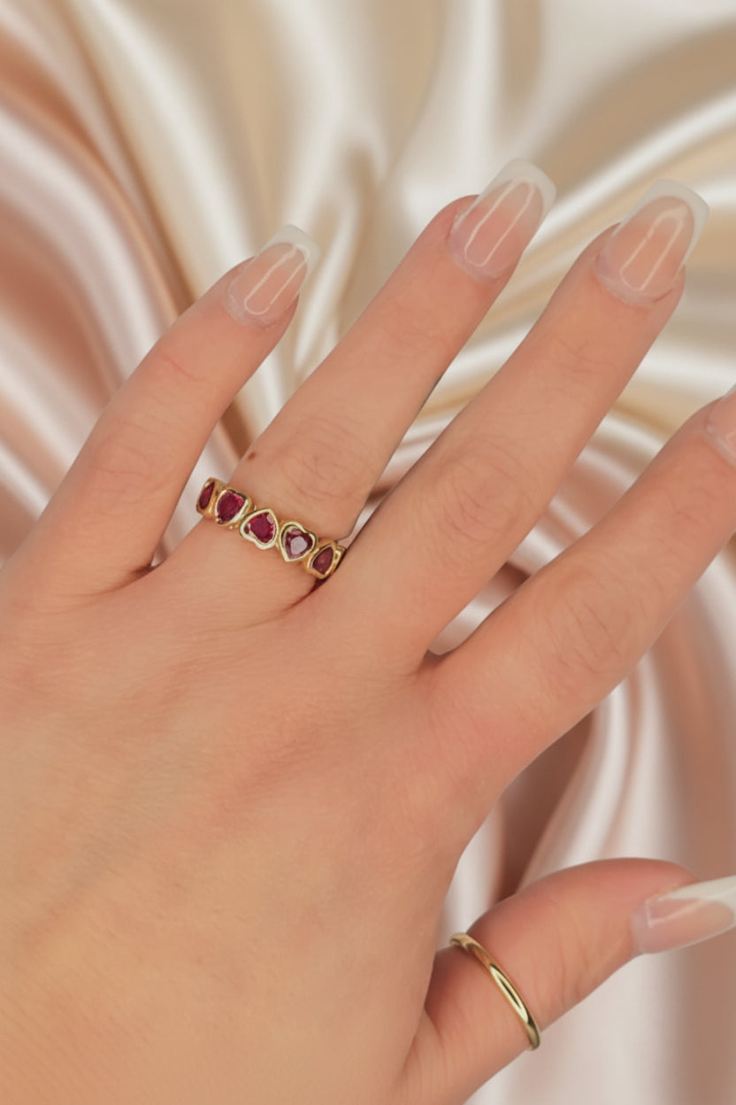 Estate Eternity Heart Ruby Ring