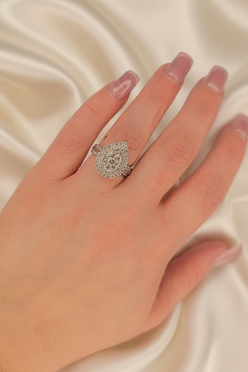 Estate Pear Shaped Diamond Cluster Engagement Ring