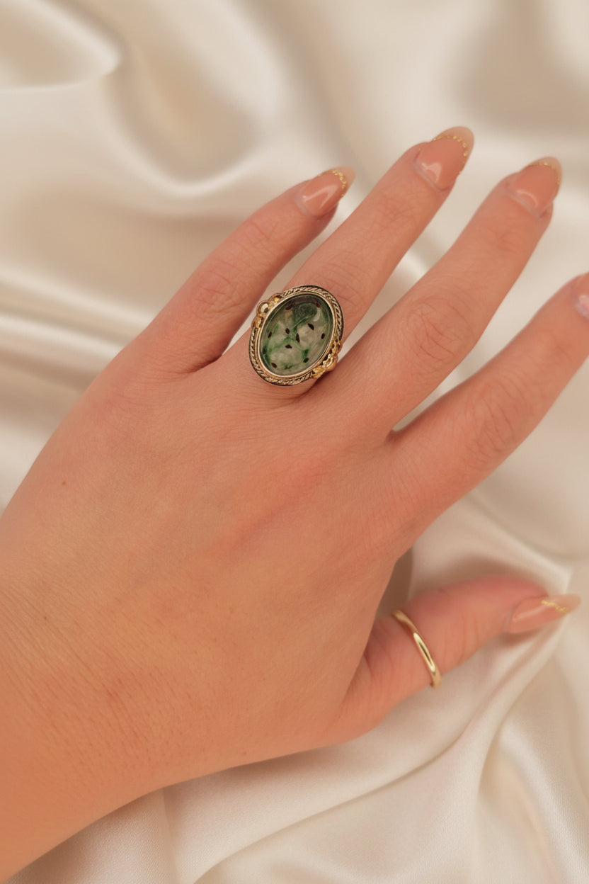Estate Carved Jade Ring
