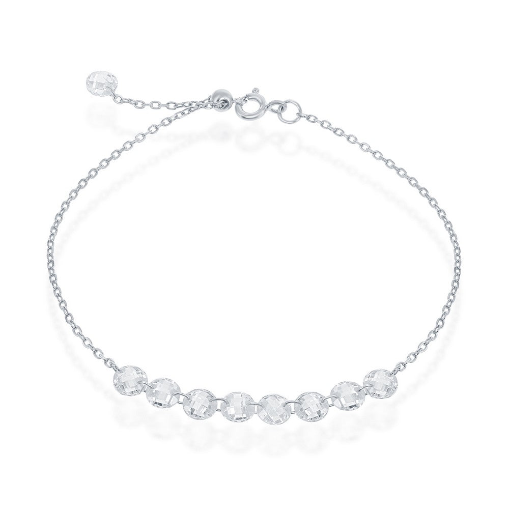 Sterling Silver, Linked Simulated Diamond Bracelet