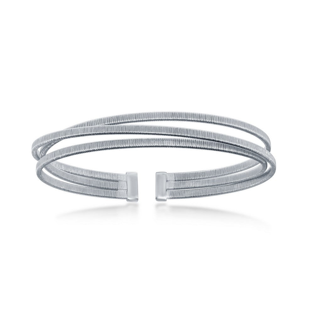 Sterling Silver, Triple Wire Designer Bangle, Bonded with Platinum