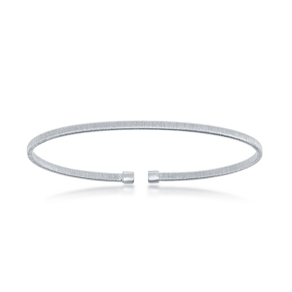Sterling Silver Wire Bangle, Bonded with Platinum