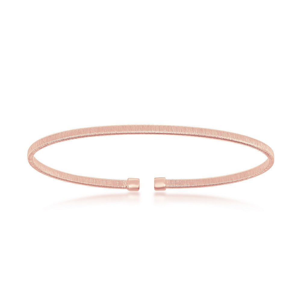 Sterling Silver Wire Bangle, Bonded with 14K Rose Gold