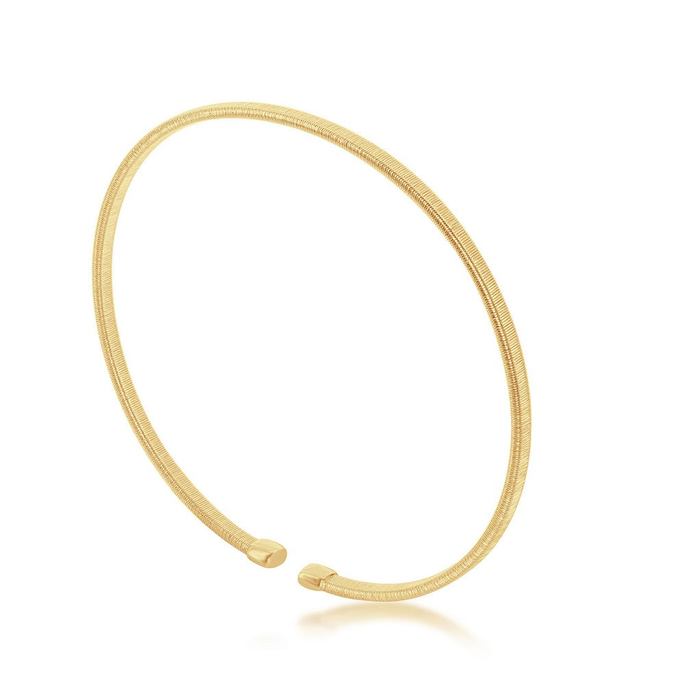 Sterling Silver Wire Bangle, Bonded with 14K Gold Plating