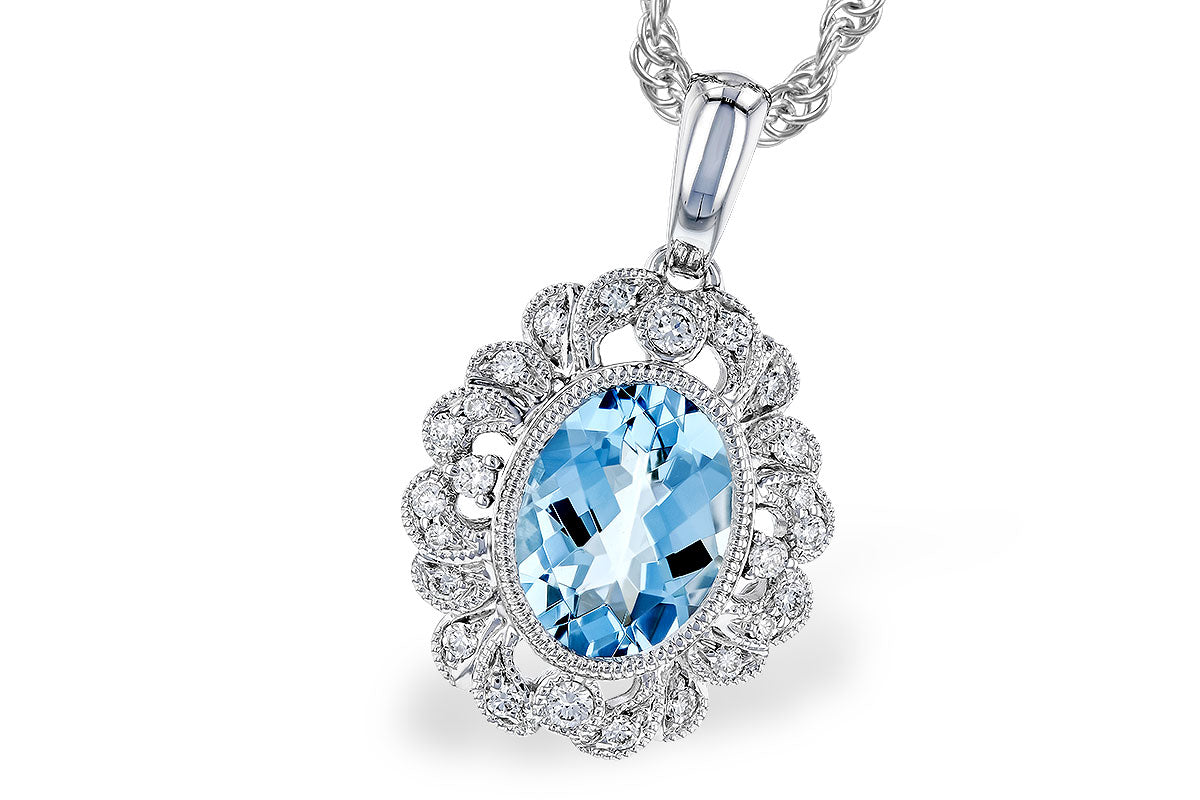 Aquamarine and Diamond Vintage Style Necklace