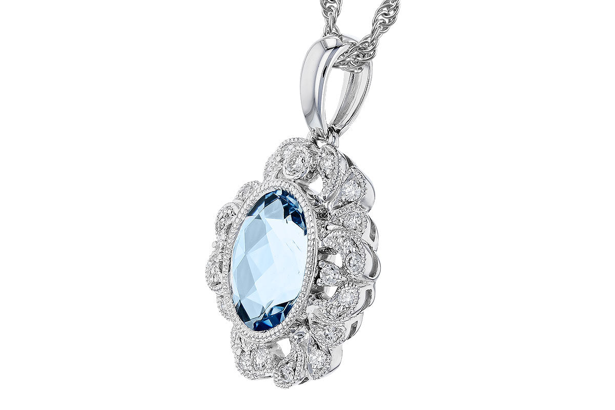 Aquamarine and Diamond Vintage Style Necklace