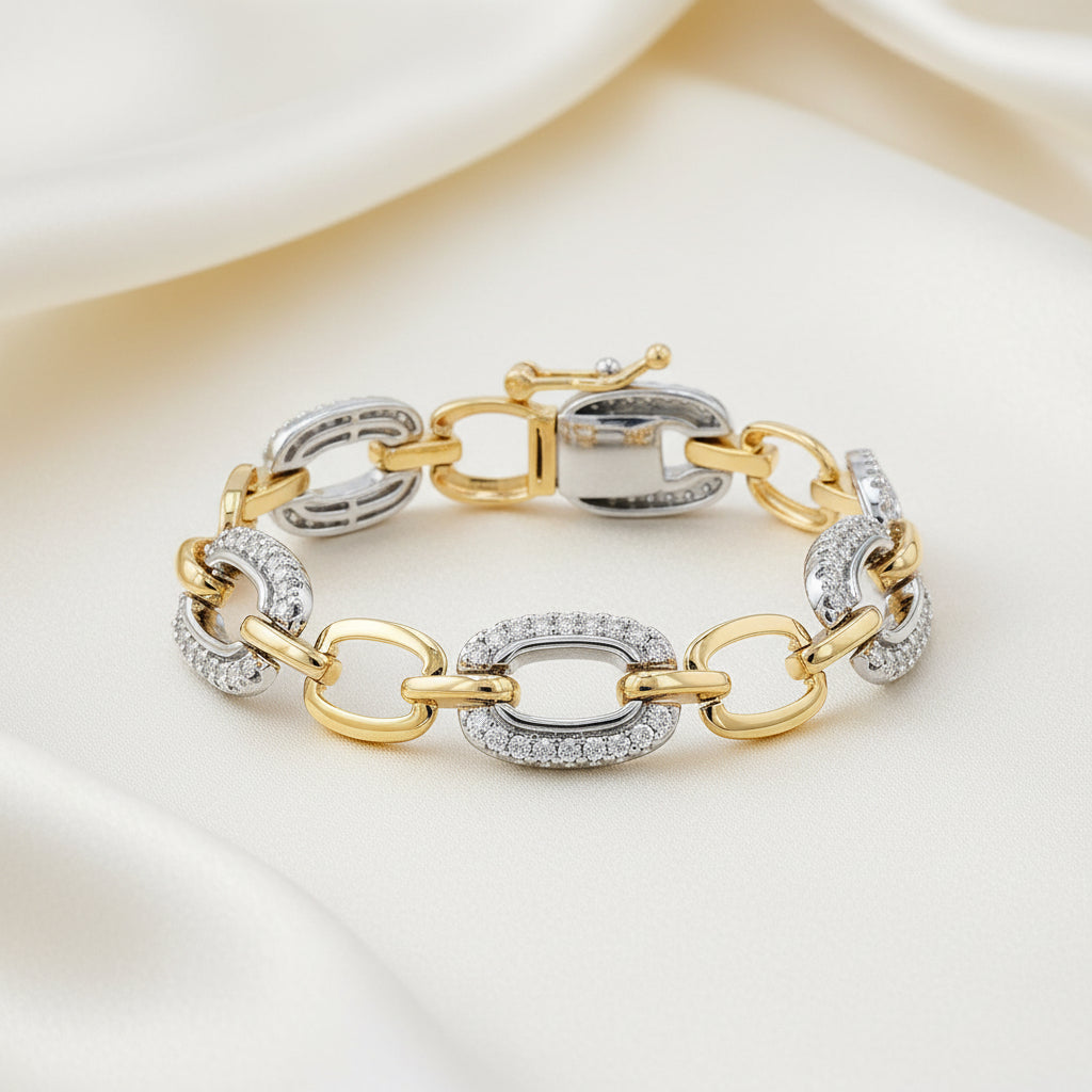 2 Tone Natural Diamond Fashion Bracelet