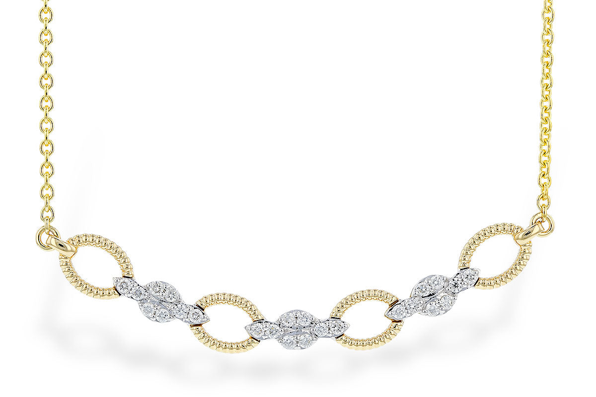 Two Tone Rope Diamond Curved Bar Necklace