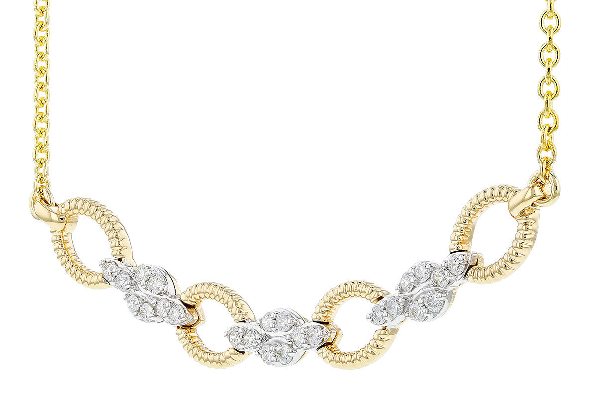 Two Tone Rope Diamond Curved Bar Necklace