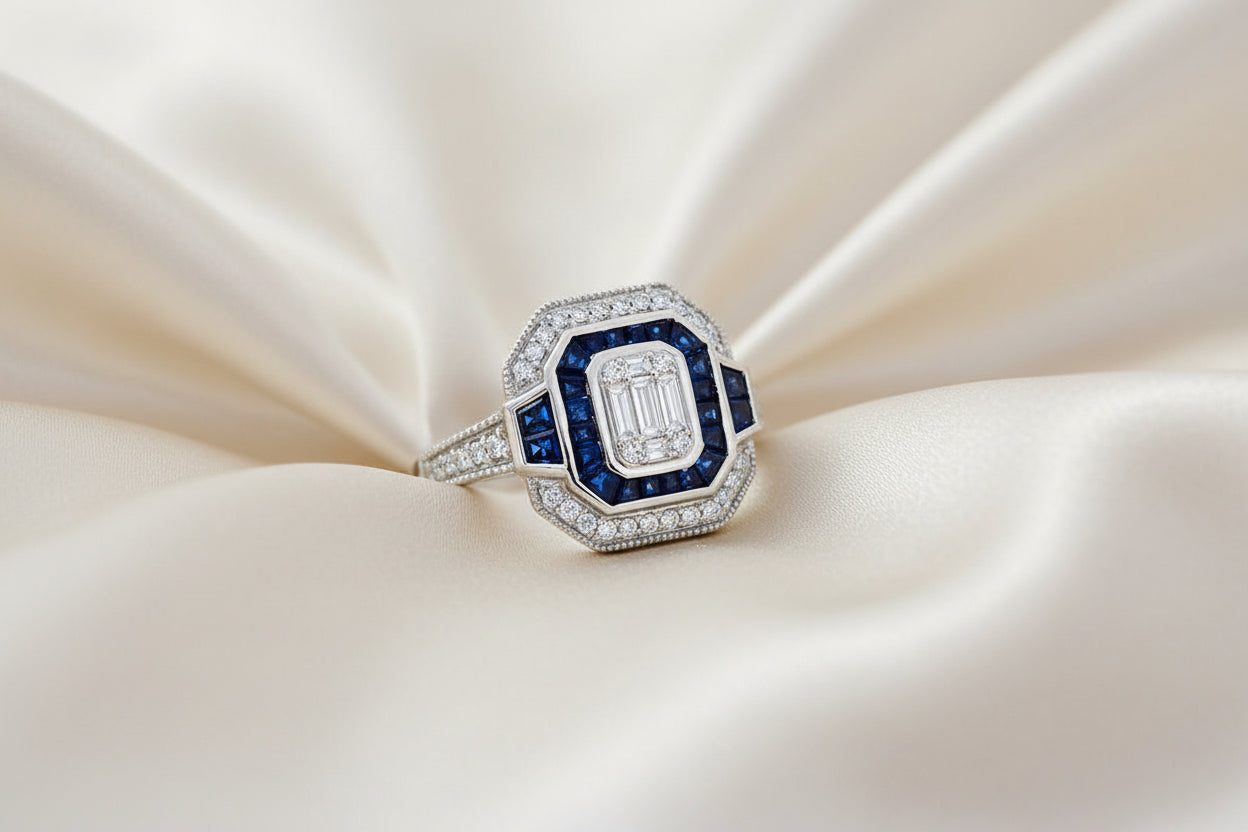 Dreamscape Blue Sapphire and Diamond Ring