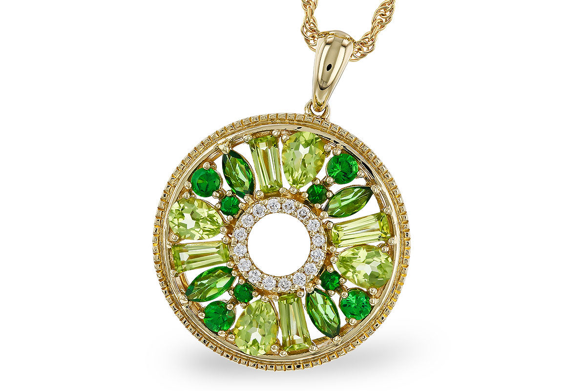 Peridot, Tsavorite, and Diamond Circle Pendant