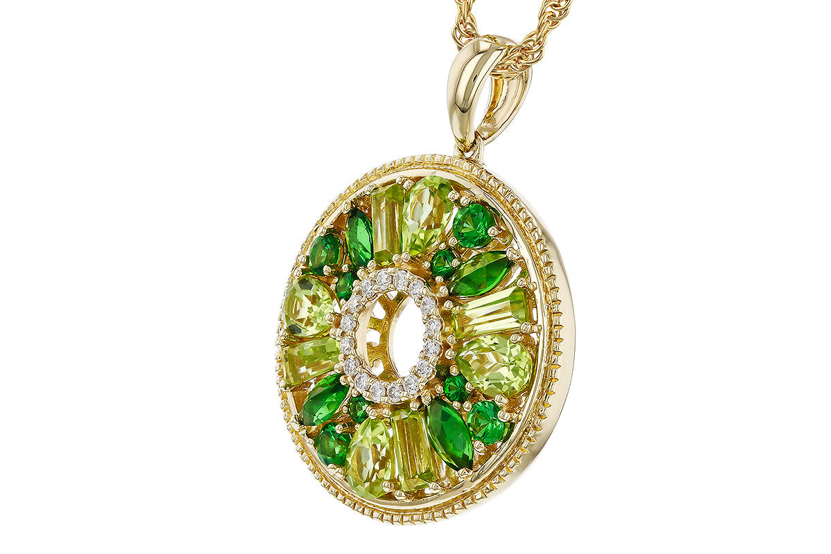 Peridot, Tsavorite, and Diamond Circle Pendant