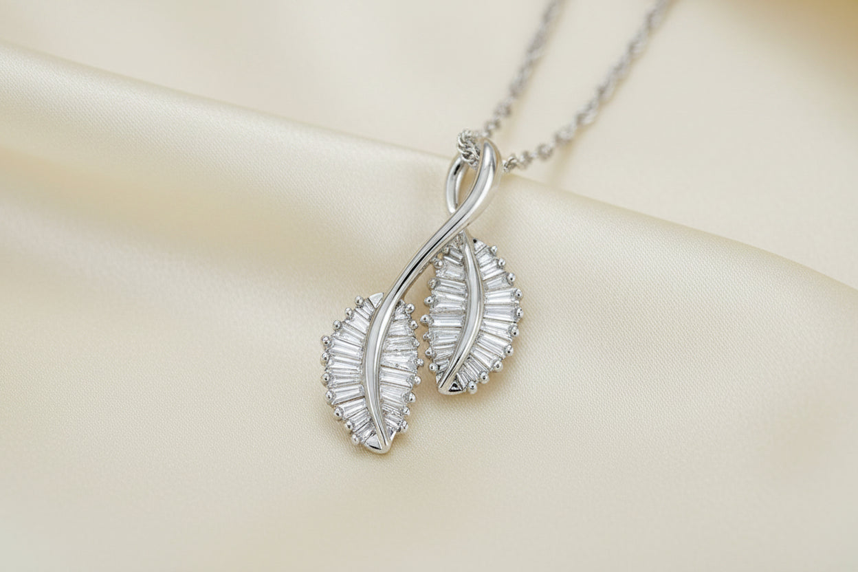 Double Leaf Diamond Pendant
