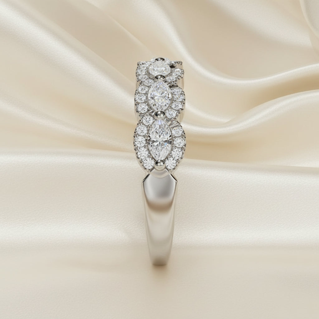 Marquise and Round Diamond Stackable Band