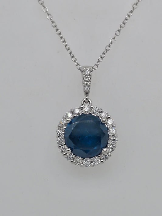 3.75 CT Blue and White Diamond Pendant