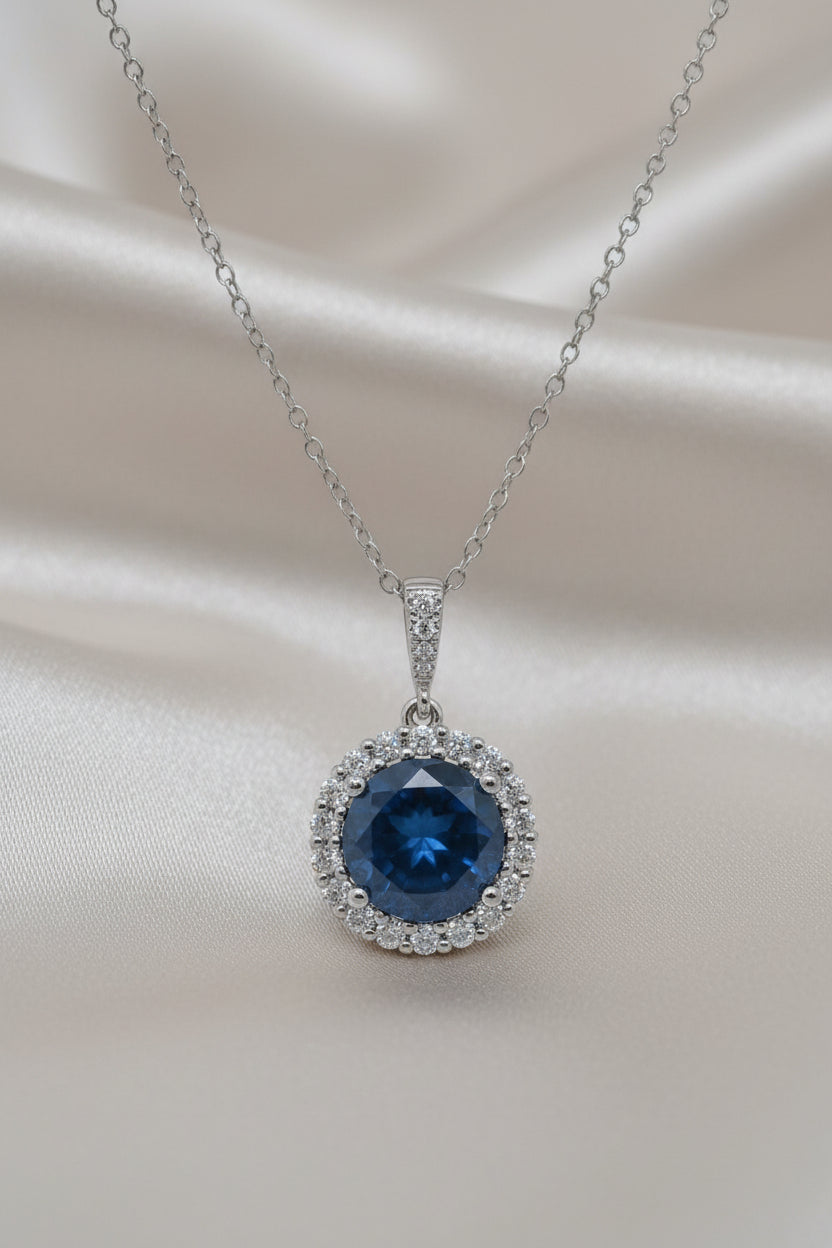 3.75 CT Blue and White Diamond Pendant